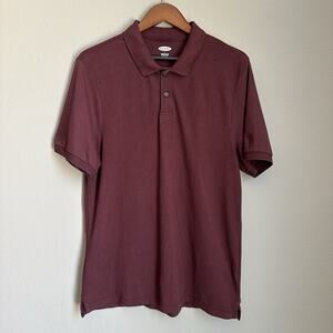 Old Navy Built In Flex Burgundy Polo Shirt Preppy Short Sleeve Collared Golf L